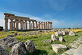 Selinunte the temple hill - Temple E. Perhaps dedicated to Era (Juno), (V c BC), it was reconstructed in the mid-fifties with  the anastylosis method. 